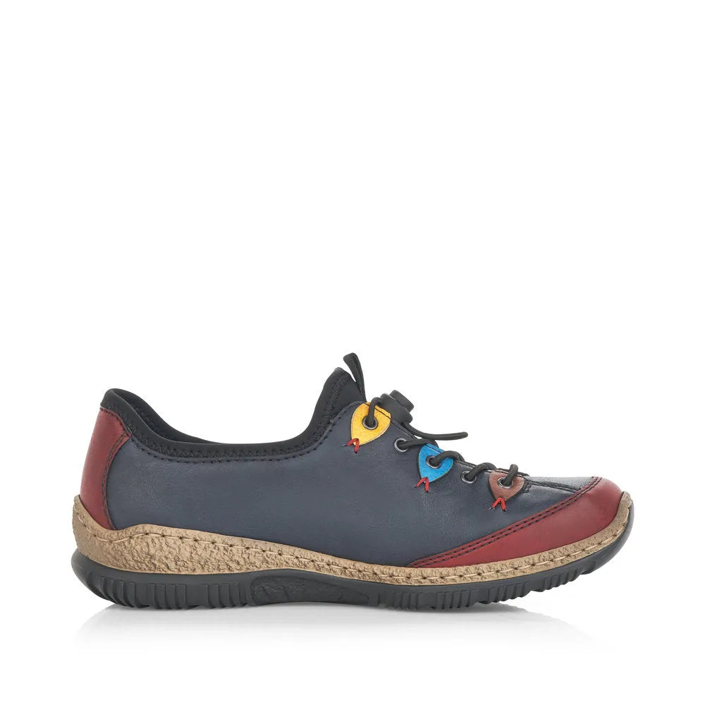 Rieker N3271-35 Ladies Blue Combination Slip On Shoes-elevate your sole