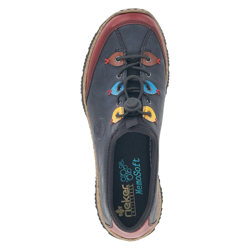 Rieker N3271-35 Ladies Blue Combination Slip On Shoes-elevate your sole