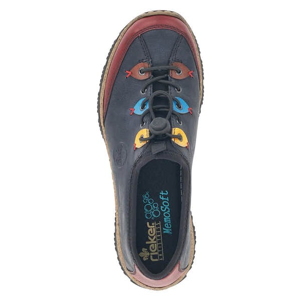 Rieker N3271-35 Ladies Blue Combination Slip On Shoes-elevate your sole