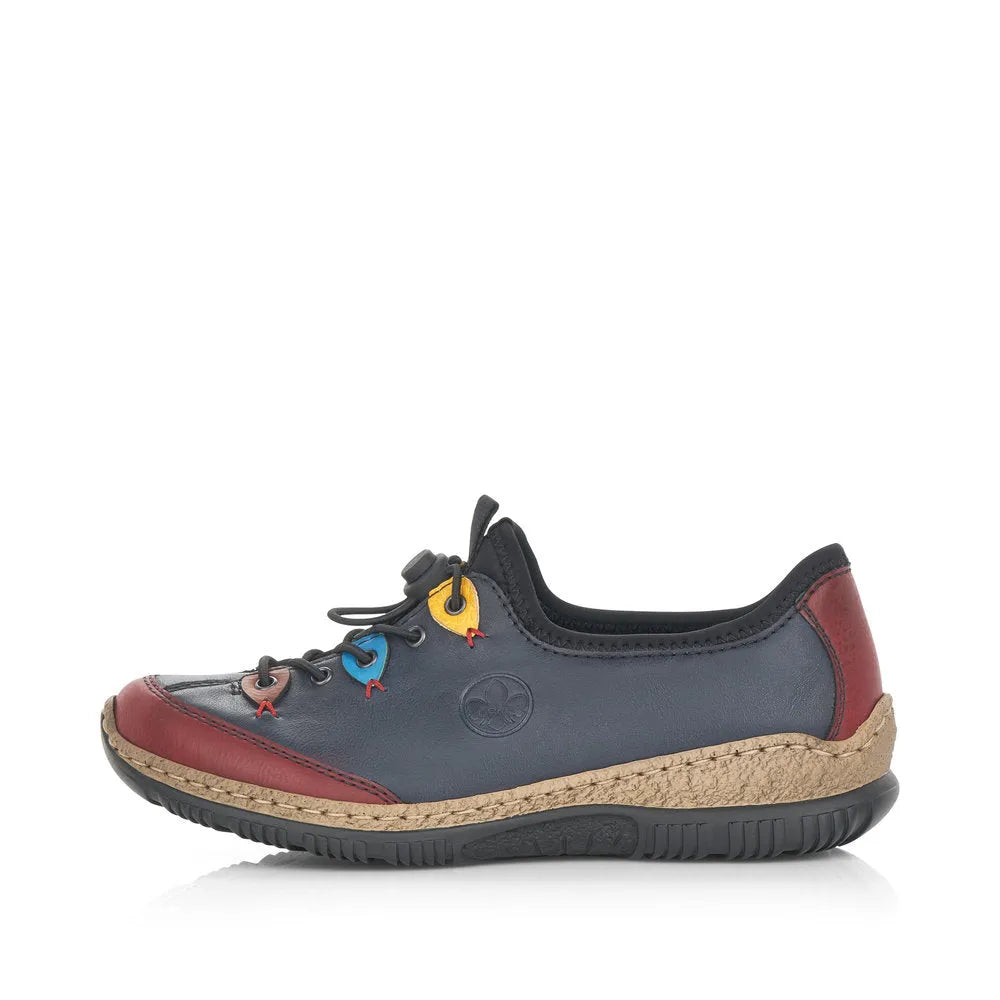 Rieker N3271-35 Ladies Blue Combination Slip On Shoes-elevate your sole