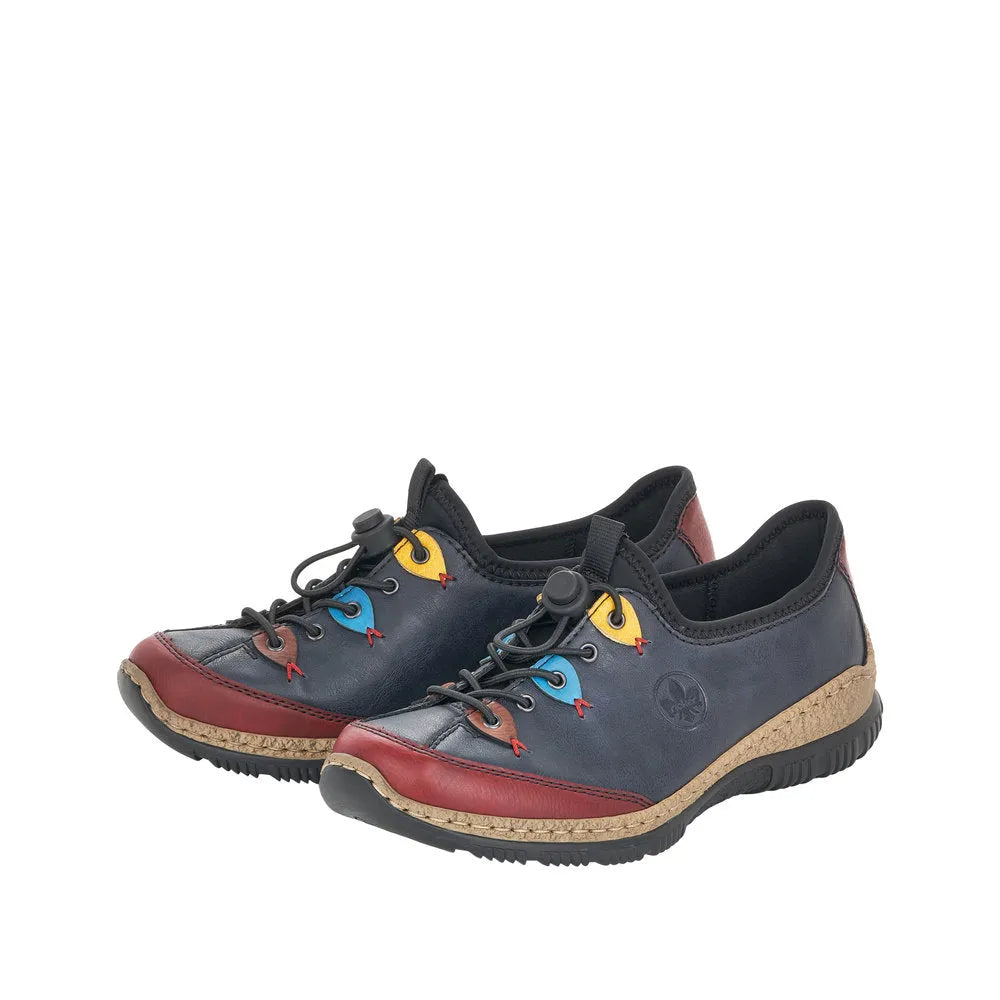Rieker N3271-35 Ladies Blue Combination Slip On Shoes-elevate your sole