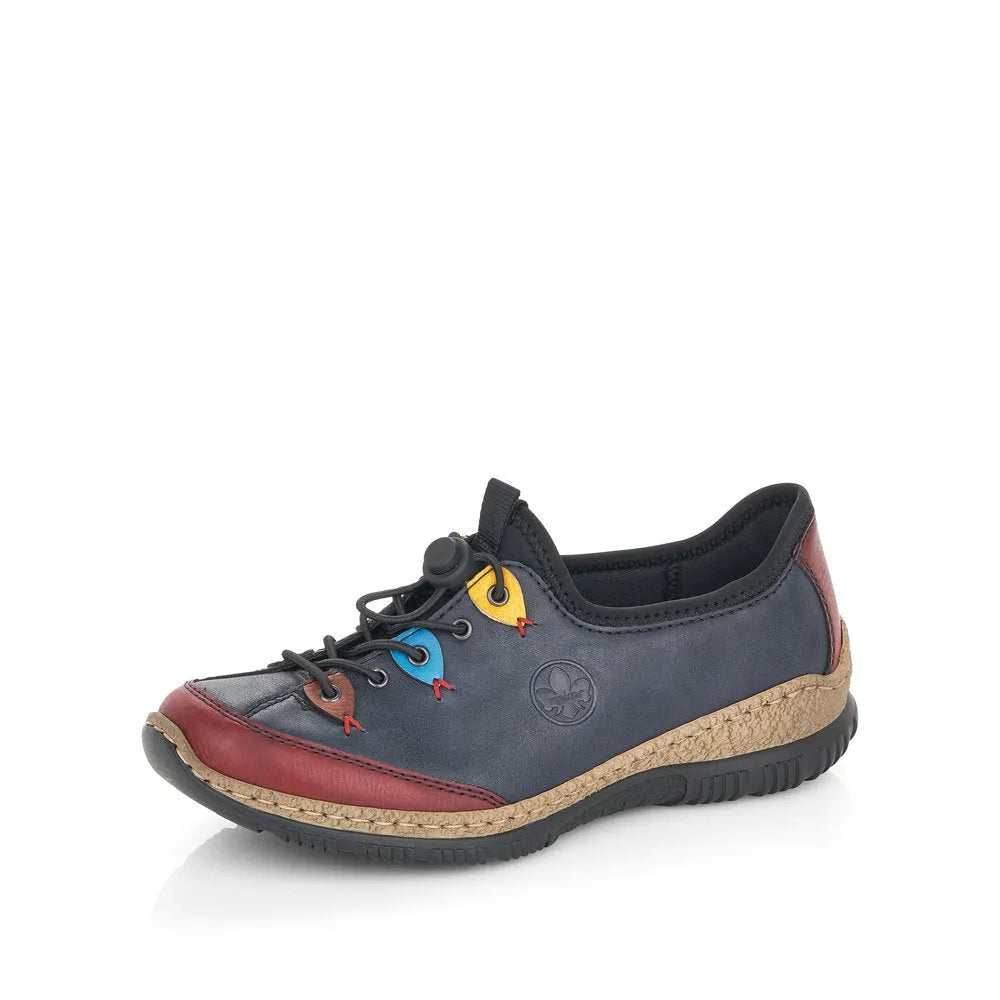 Rieker N3271-35 Ladies Blue Combination Slip On Shoes-elevate your sole