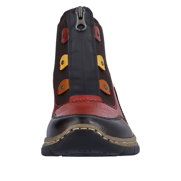 Rieker N3277-25 Ladies Brown Combi Front Zip Ankle Boots-elevate your sole