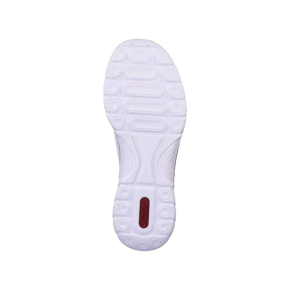 Rieker N4276-80 Ladies White Leather & Textile Elasticated Trainers-elevate your sole