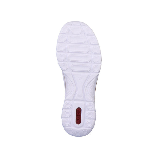 Rieker N4276-80 Ladies White Leather & Textile Elasticated Trainers-elevate your sole