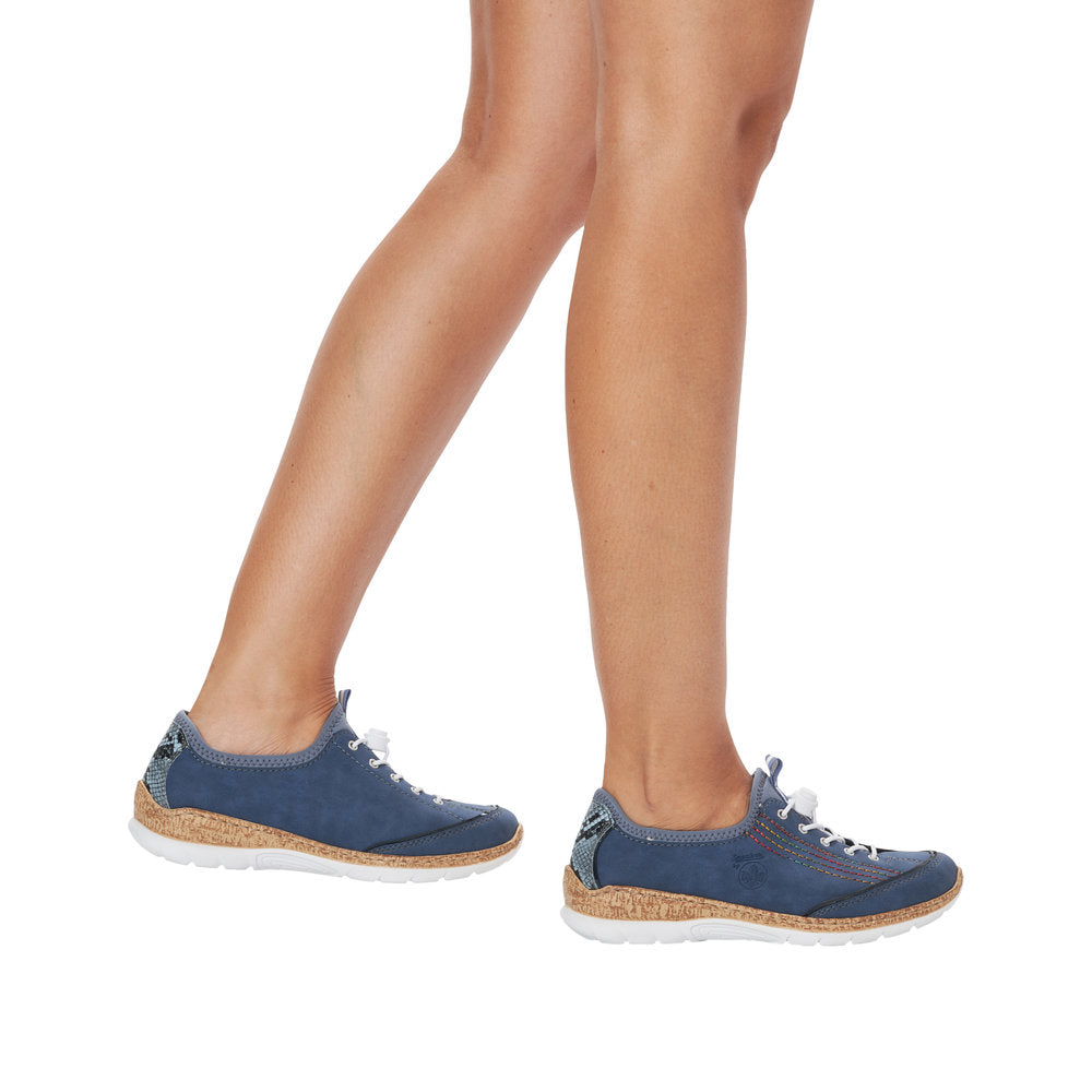 Rieker N42T0-14 Ladies Jeans Blue Textile Slip On Trainers-elevate your sole