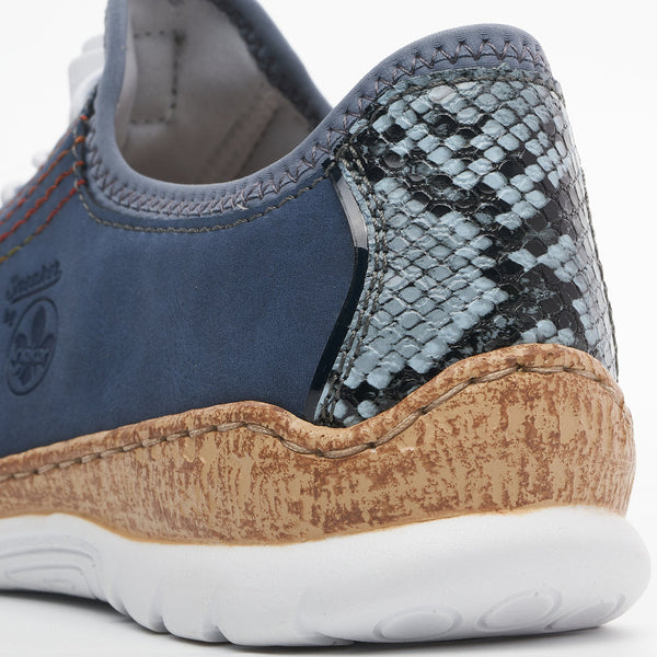 Rieker N42T0-14 Ladies Jeans Blue Textile Slip On Trainers-elevate your sole