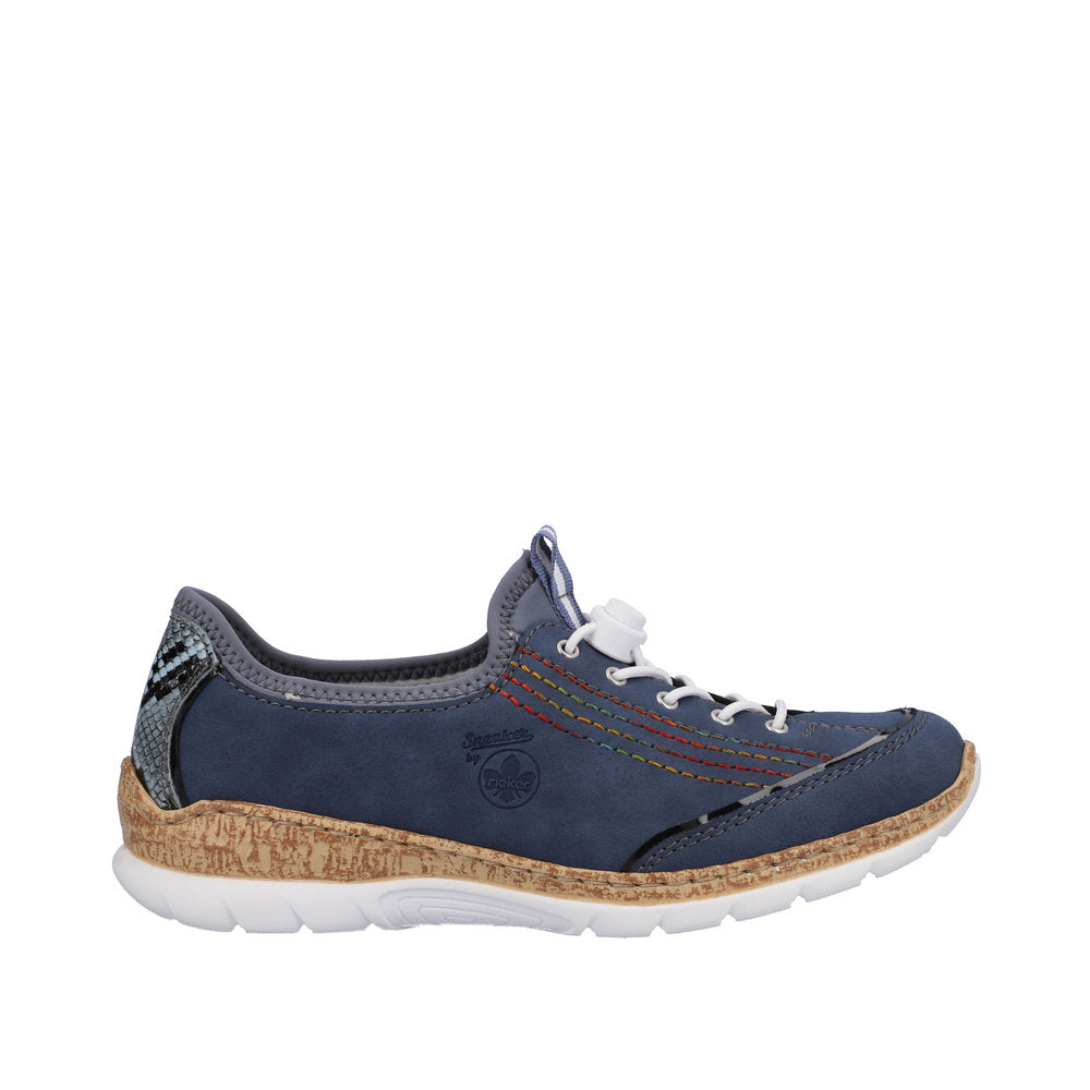 Rieker N42T0-14 Ladies Jeans Blue Textile Slip On Trainers-elevate your sole