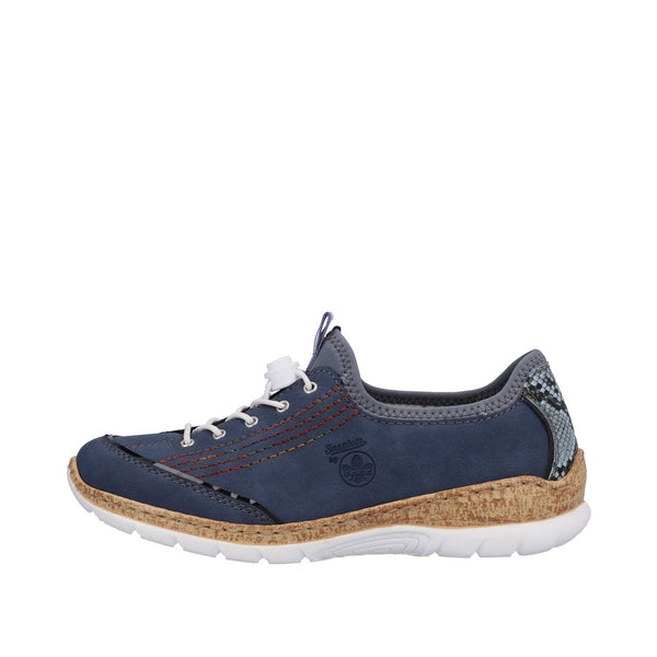 Rieker N42T0-14 Ladies Jeans Blue Textile Slip On Trainers-elevate your sole