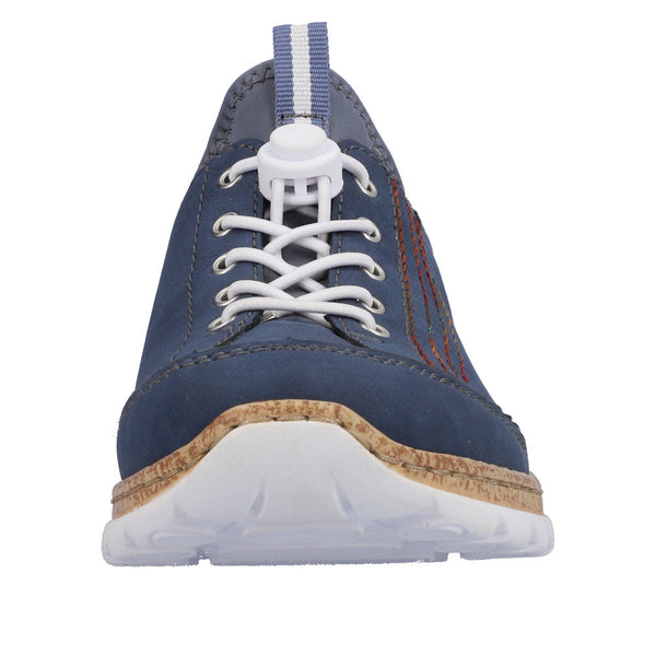 Rieker N42T0-14 Ladies Jeans Blue Textile Slip On Trainers-elevate your sole