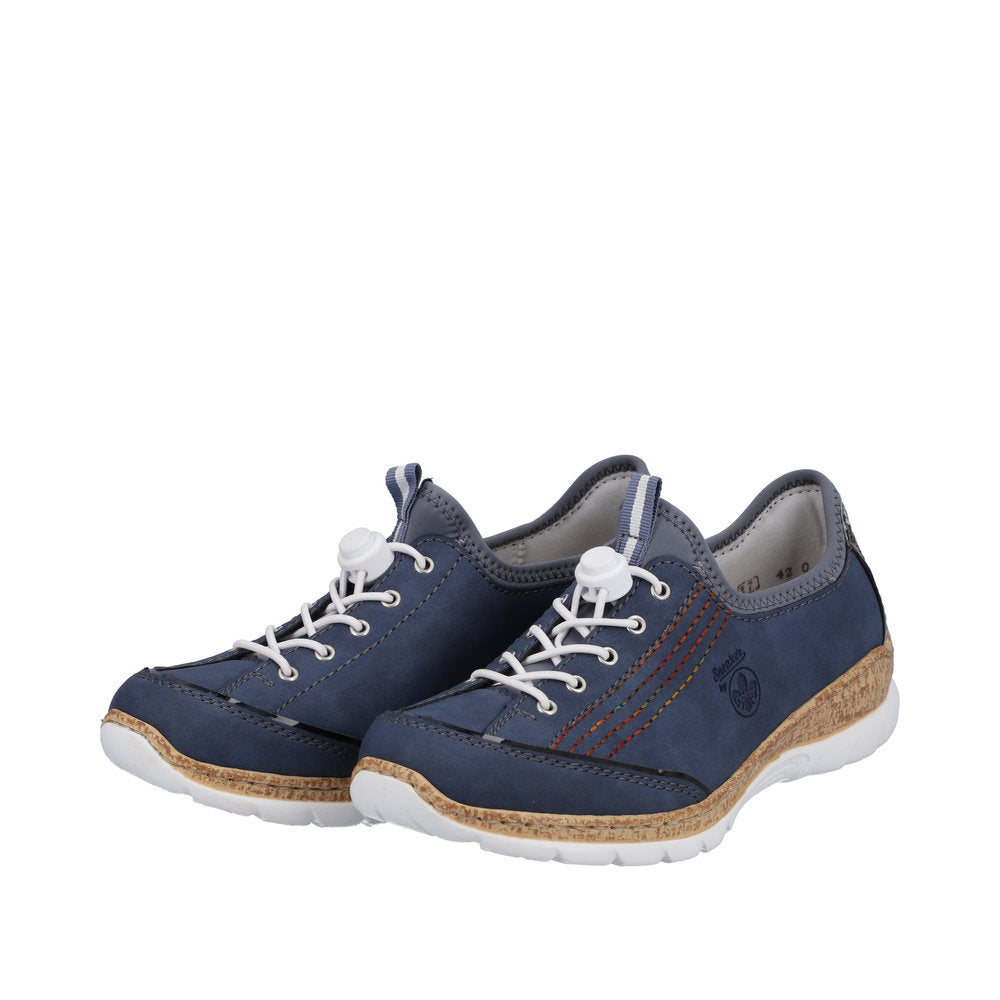 Rieker N42T0-14 Ladies Jeans Blue Textile Slip On Trainers-elevate your sole