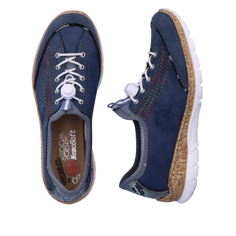 Rieker N42T0-14 Ladies Jeans Blue Textile Slip On Trainers-elevate your sole