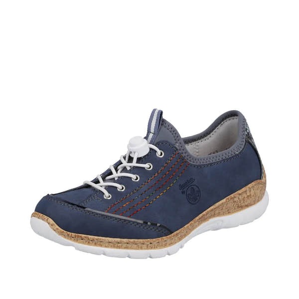 Rieker N42T0-14 Ladies Jeans Blue Textile Slip On Trainers-elevate your sole