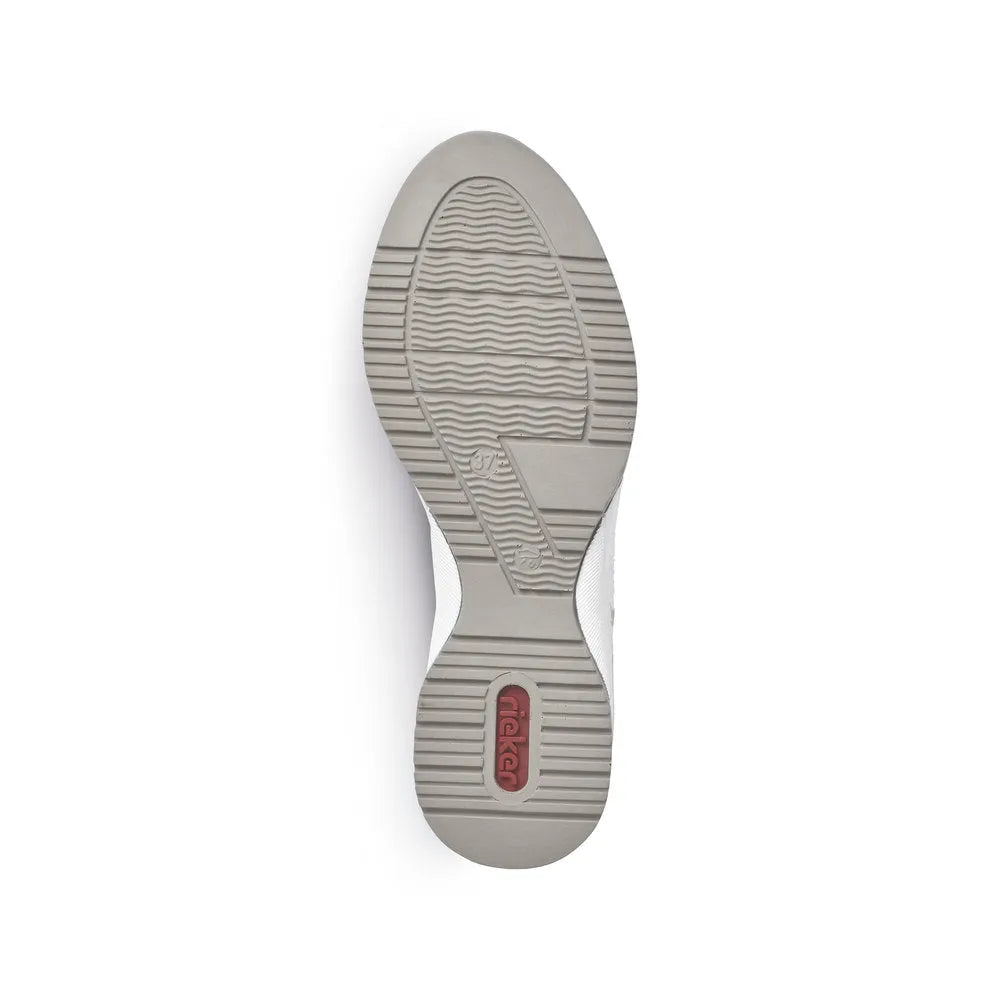 Rieker N4322-80 Ladies White Zip & Lace Trainers-elevate your sole