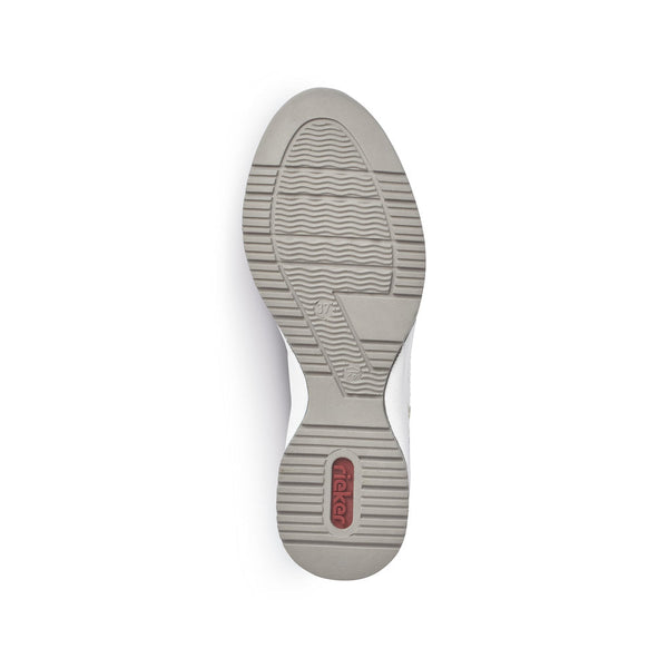 Rieker N4322-80 Ladies White Zip & Lace Trainers-elevate your sole