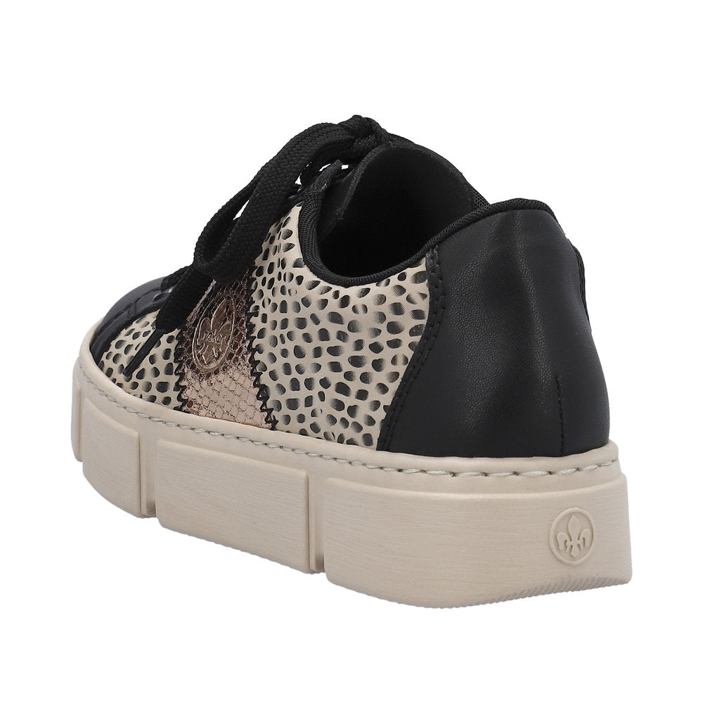 Rieker N5910-62 Ladies Black & Beige Lace Up Trainers-elevate your sole