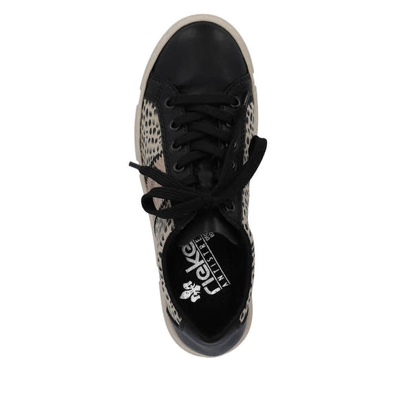 Rieker N5910-62 Ladies Black & Beige Lace Up Trainers-elevate your sole