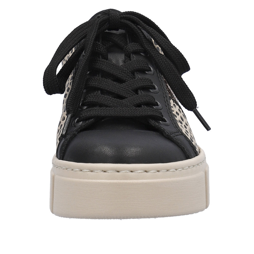 Rieker N5910-62 Ladies Black & Beige Lace Up Trainers-elevate your sole