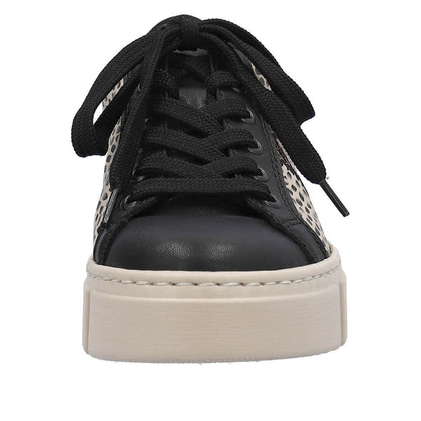Rieker N5910-62 Ladies Black & Beige Lace Up Trainers-elevate your sole