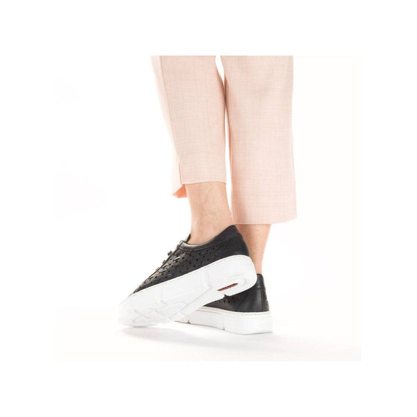 Rieker N5918-14 Ladies Navy Blue Leather & Textile Lace Up Trainers-elevate your sole
