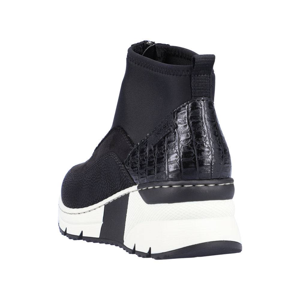 Rieker N6352-00 Ladies Black Front Zip Ankle Boots-elevate your sole