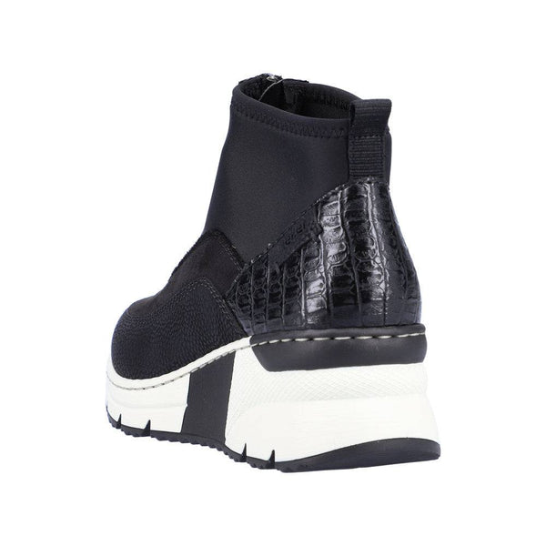 Rieker N6352-00 Ladies Black Front Zip Ankle Boots-elevate your sole