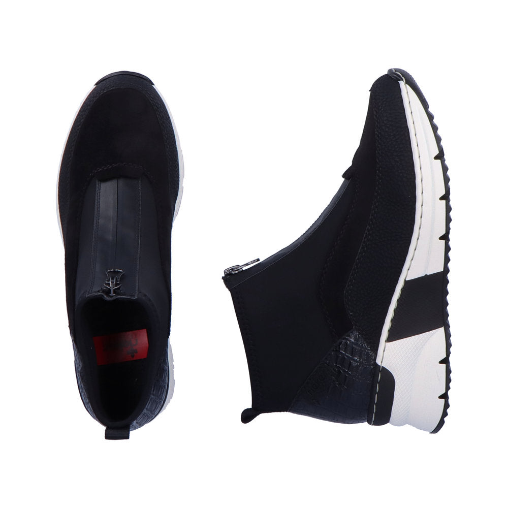 Rieker N6352-00 Ladies Black Front Zip Ankle Boots-elevate your sole