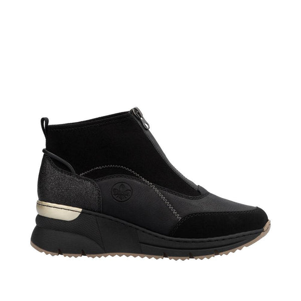Rieker N6361-00 Ladies Black Side Zip Ankle Boots-elevate your sole