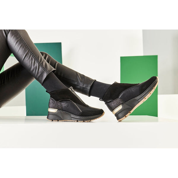 Rieker N6361-00 Ladies Black Side Zip Ankle Boots-elevate your sole