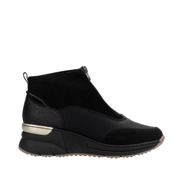 Rieker N6361-00 Ladies Black Side Zip Ankle Boots-elevate your sole