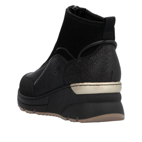 Rieker N6361-00 Ladies Black Side Zip Ankle Boots-elevate your sole