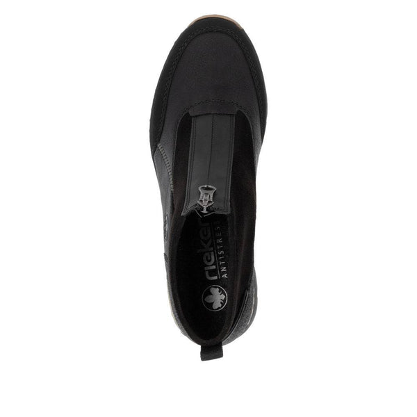 Rieker N6361-00 Ladies Black Side Zip Ankle Boots-elevate your sole
