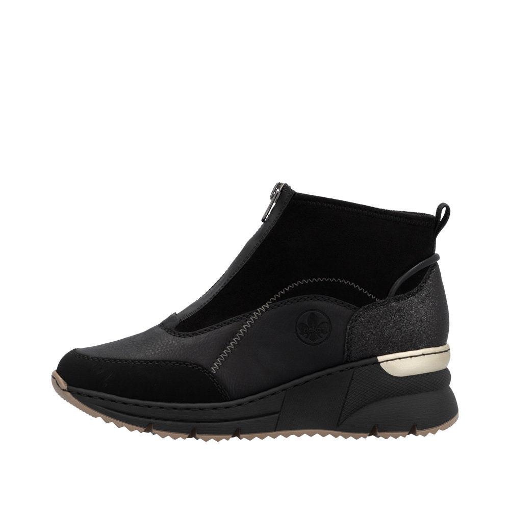 Rieker N6361-00 Ladies Black Side Zip Ankle Boots-elevate your sole