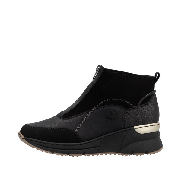 Rieker N6361-00 Ladies Black Side Zip Ankle Boots-elevate your sole