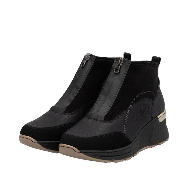 Rieker N6361-00 Ladies Black Side Zip Ankle Boots-elevate your sole