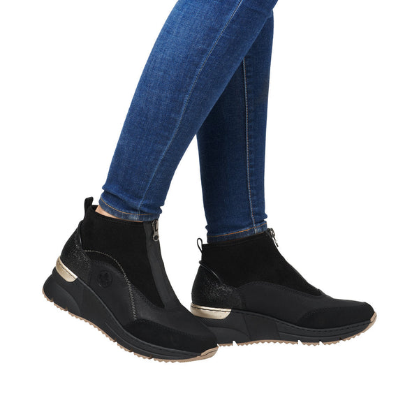 Rieker N6361-00 Ladies Black Side Zip Ankle Boots-elevate your sole