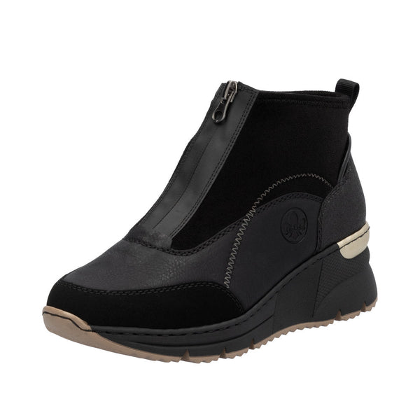 Rieker N6361-00 Ladies Black Side Zip Ankle Boots-elevate your sole