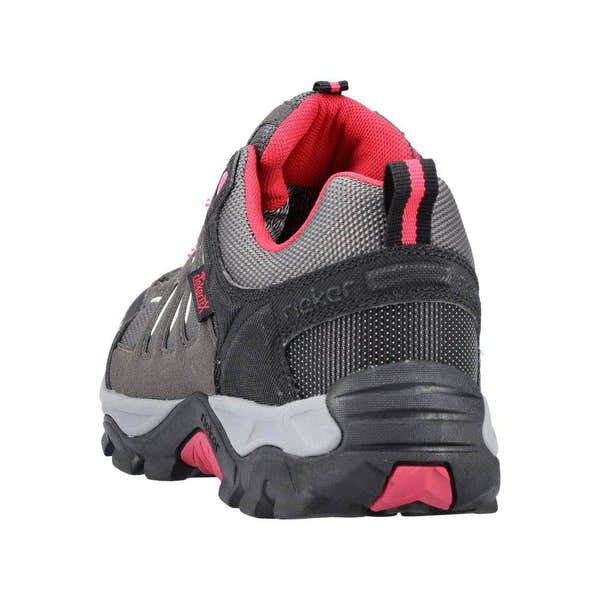 Rieker N8820-43 Ladies Grey And Pink Water Resistant Lace Up Shoes-elevate your sole