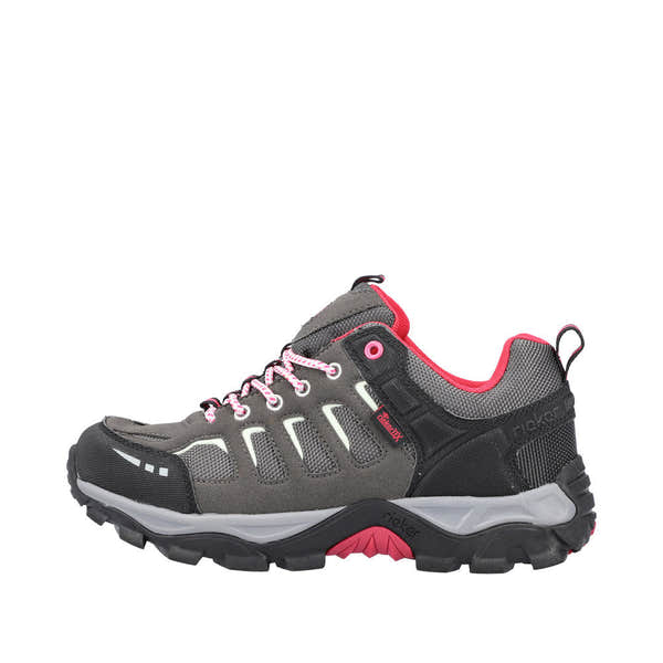 Rieker N8820-43 Ladies Grey And Pink Water Resistant Lace Up Shoes-elevate your sole