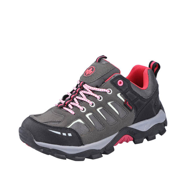 Rieker N8820-43 Ladies Grey And Pink Water Resistant Lace Up Shoes-elevate your sole
