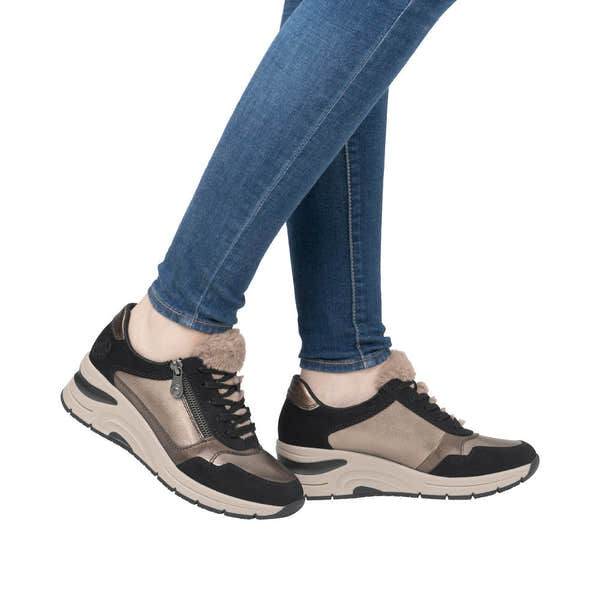 Rieker N9301-90 Ladies Beige Side Zip Shoes-elevate your sole