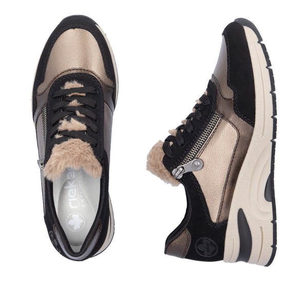 Rieker N9301-90 Ladies Beige Side Zip Shoes-elevate your sole