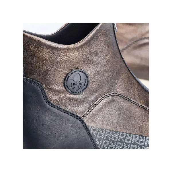 Rieker N9381-60 Ladies Metallic Front Zip Ankle Boots-elevate your sole