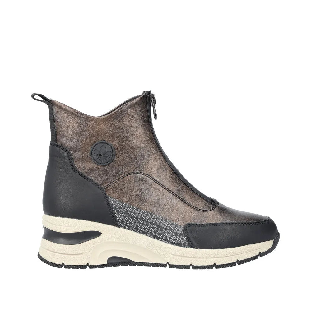 Rieker N9381-60 Ladies Metallic Front Zip Ankle Boots-elevate your sole