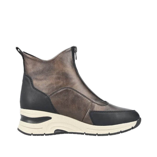 Rieker N9381-60 Ladies Metallic Front Zip Ankle Boots-elevate your sole
