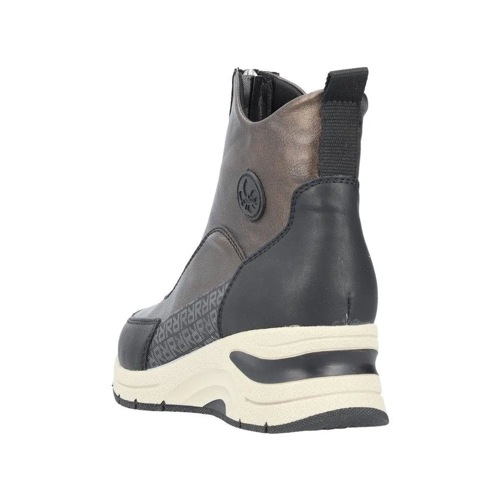 Rieker N9381-60 Ladies Metallic Front Zip Ankle Boots-elevate your sole