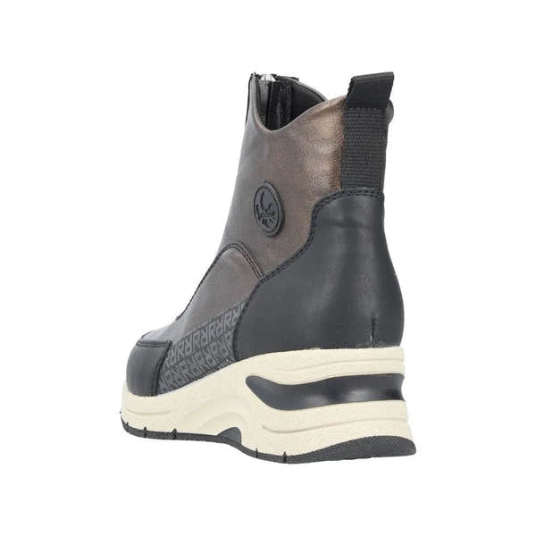 Rieker N9381-60 Ladies Metallic Front Zip Ankle Boots-elevate your sole