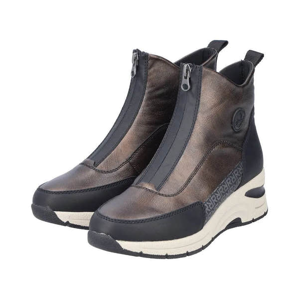 Rieker N9381-60 Ladies Metallic Front Zip Ankle Boots-elevate your sole
