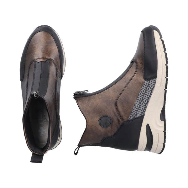 Rieker N9381-60 Ladies Metallic Front Zip Ankle Boots-elevate your sole
