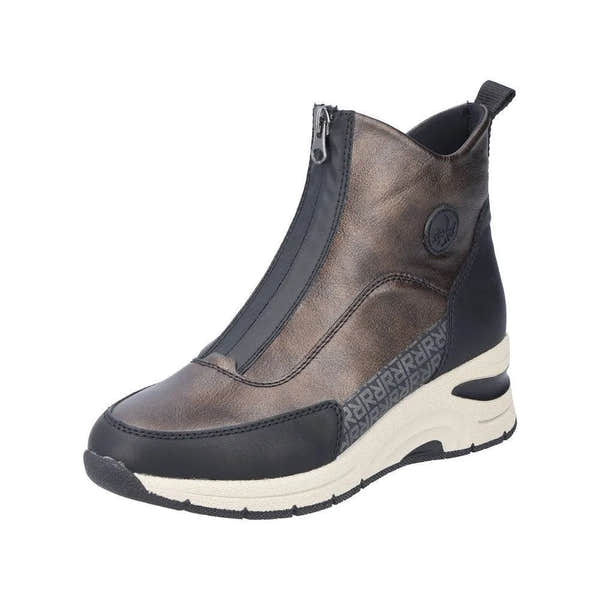 Rieker N9381-60 Ladies Metallic Front Zip Ankle Boots-elevate your sole